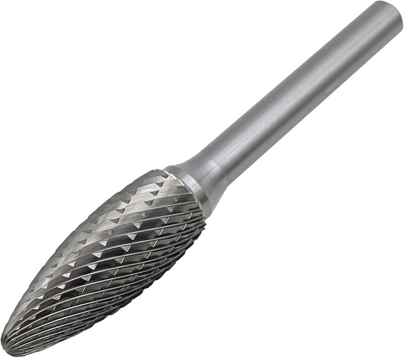 LU&MN SH-5 Tungsten Carbide Burr Rotary File Flame Shape Double Cut (1/2” Cutter Dia X 1-1/4”Cutter Length) with 1/4'' Shank Dia by - Image 2